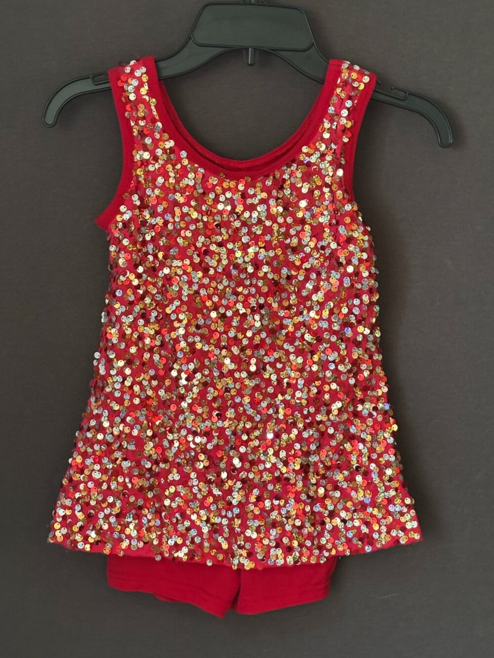 Weissman Red Gold Silver Sequin Tank Tunic Biketard Jazz Tap Dance Costume SC
